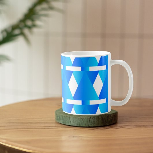 Geometrische Eleganz: Die blaue Diamant-Muster-Tas Kaffeetasse