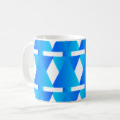 Geometrische Eleganz: Die blaue Diamant-Muster-Tas Kaffeetasse (Vorderseite Links)