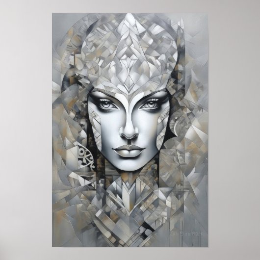 Geometrische Eleganz: Eine moderne, weibliche Abst Poster (Vorne)