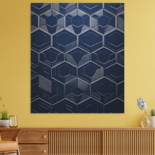 "Geometrische Eleganz: Hexagonale Kunst Leinwanddruck (Insitu (Wohnzimmer))