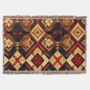 Geometrische Eleganz Nahtloses Muster Red Gold Bla Decke