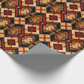 Geometrische Eleganz Nahtloses Muster Red Gold Bla Geschenkpapier (Ecke)