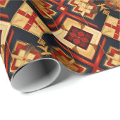 Geometrische Eleganz Nahtloses Muster Red Gold Bla Geschenkpapier (Rolleneckpunkt)