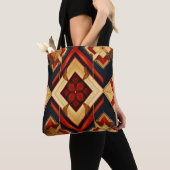 Geometrische Eleganz Nahtloses Muster Red Gold Bla Tasche (Von Nahem)