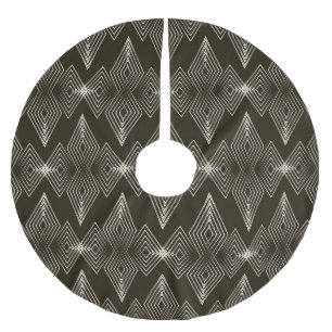Geometrische Elemente, Vintage nahtlose Verzierung Polyester Weihnachtsbaumdecke