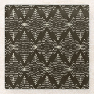 Geometrische Elemente, vintage nahtloses Ornament. Glasuntersetzer