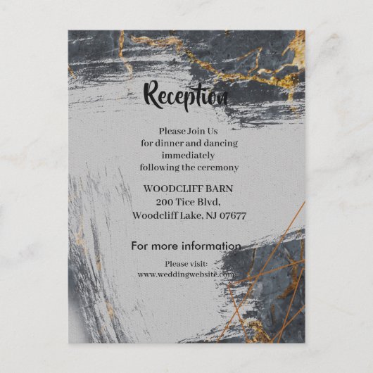 Geometrische Empfang-Karte für Glitzer marbeln Ankündigungspostkarte (Vorderseite)