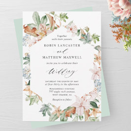 Geometrische erdblüte bei einer grünen Hochzeit Einladung