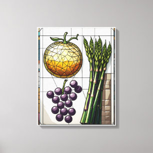 Geometrische Ernte Lebensmittel Illustration Leinwanddruck