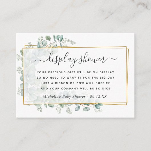 Geometrische Eukalyptus-Babydusche Begleitkarte (Vorderseite)