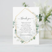 Geometrische Eukalyptus-Babydusche Dankeskarte (Stehend Vorderseite)