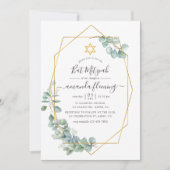 Geometrische Eukalyptus Bat Mitzvah Einladung (Vorderseite)
