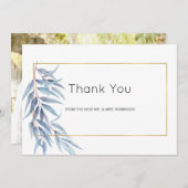 Geometrische Eukalyptus-Blätter Hochzeiten Dankeskarte (Vorne/Hinten)