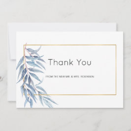 Geometrische Eukalyptus-Blätter Hochzeiten Dankeskarte