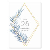Geometrische Eukalyptus-Blätter Hochzeiten Tischnummer (Rückseite)