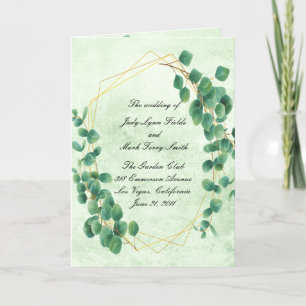 Geometrische Eukalyptus-Blätter - Hochzeitsprogram Feiertagskarte
