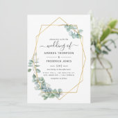 Geometrische Eukalyptus-Hochzeit Einladung (Stehend Vorderseite)