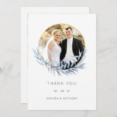 Geometrische Eukalyptus-HochzeitfotoCollage Dankeskarte (Vorne/Hinten)
