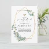 Geometrische Eukalyptus Online Virtual Wedding Einladung (Stehend Vorderseite)