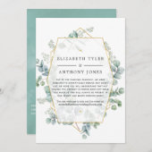 Geometrische Eukalyptus-reduzierte Liste der Hochz Ankündigung (Vorne/Hinten)