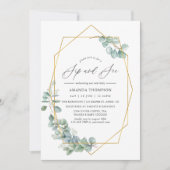 Geometrische Eukalyptus-Sip und Party Einladung (Vorderseite)