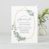 Geometrische Eukalyptus-Sip und Party Einladung (Stehend Vorderseite)