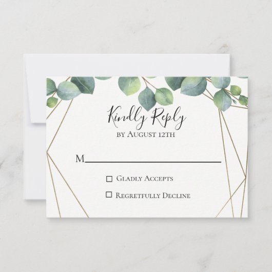 Geometrische Eukalyptus Wedding RSVP Card Karte (Vorderseite)