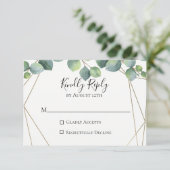 Geometrische Eukalyptus Wedding RSVP Card Karte (Stehend Vorderseite)
