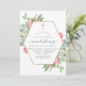 Geometrische Eukalyptus-Weihnachtsbestätigung Einladung (Stehend Vorderseite)