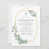 Geometrische Eukalyptusbestätigung Einladung (Vorderseite)