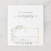 Geometrische Eukalyptustaufe oder Christening Platzkarte (Außenseite Aufgefaltet)