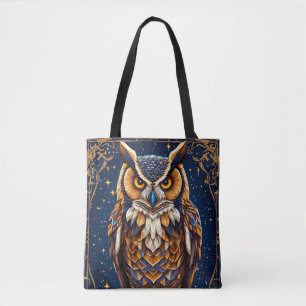 Geometrische Eule mit lebendigen Farben Tasche