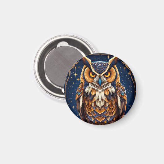 Geometrische Eule mit lebhaften Farben Magnet (Vorderseite/Rückseite)