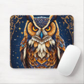 Geometrische Eule mit lebhaften Farben Mousepad (Mit Mouse)
