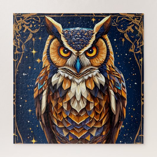 Geometrische Eule mit lebhaften Farben Puzzle (Vertikal)