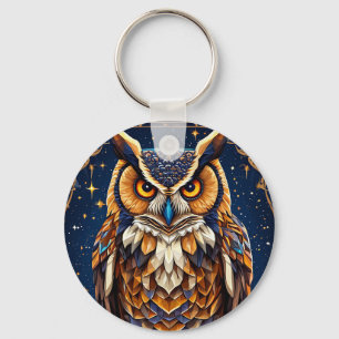 Geometrische Eule mit lebhaften Farben Schlüsselanhänger