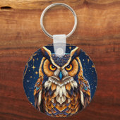 Geometrische Eule mit lebhaften Farben Schlüsselanhänger (Rückseite)