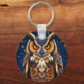 Geometrische Eule mit lebhaften Farben Schlüsselanhänger (Vorderseite)
