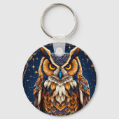 Geometrische Eule mit lebhaften Farben Schlüsselanhänger (Rückseite)