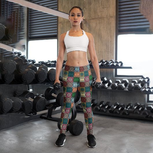 Geometrische Eulen Capri Leggings