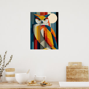 Geometrische Eulen-Wandkunst Poster Farbige Abst