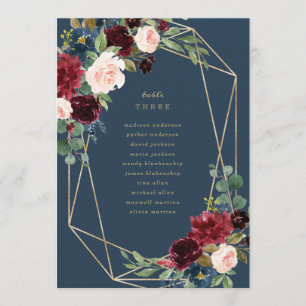Geometrische Fall Elegance-Tischnummer mit Sitz Menükarte