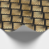 Geometrische Fans aus Gold und Black Art Deco Geschenkpapier (Ecke)
