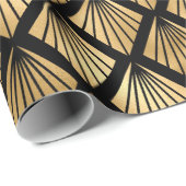 Geometrische Fans aus Gold und Black Art Deco Geschenkpapier (Rolleneckpunkt)