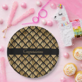 Geometrische Fans des eleganten Goldes und Schwarz Pappteller (Party)