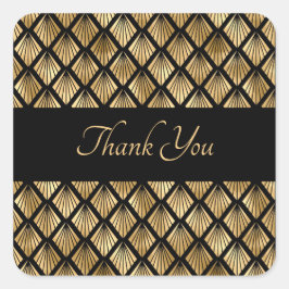 Geometrische Fans des eleganten Goldes und Schwarz Quadratischer Aufkleber