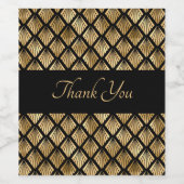 Geometrische Fans des eleganten Goldes und Schwarz Weinetikett (Einzelnes Label)