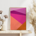 Geometrische Farbblockformen in Lila Magenta Poster<br><div class="desc">Lebhafte und fett geometrische Farbblockade mit diagonalen Linien und Dreiecken in Magenta,  lila,  gelb,  pfirsichfarben und orange,  personalisiert mit Ihrem Namen.</div>