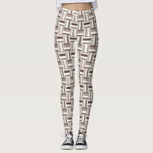 Geometrische FarbblockRechtecke - braun und beige Leggings