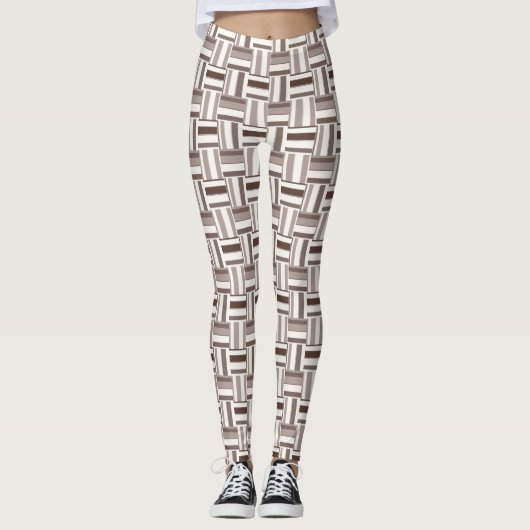 Geometrische FarbblockRechtecke - braun und beige Leggings (Vorderseite)